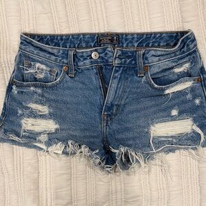 Abercrombie & Fitch Blue Distressed Jean Shorts